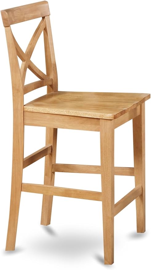 East West Furniture JAPB5-OAK-W 5 Piece Counter Height Dining Table Set Includes a Round Kitchen Table with Pedestal and 4 Dining Chairs, 36x36 Inch, Oak
