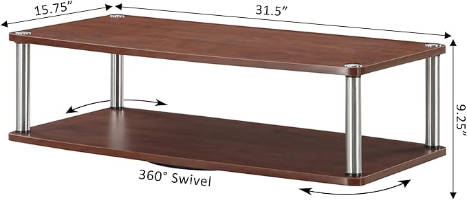 Convenience Concepts Designs2Go XL Two Tier Swivel Riser, Cherry