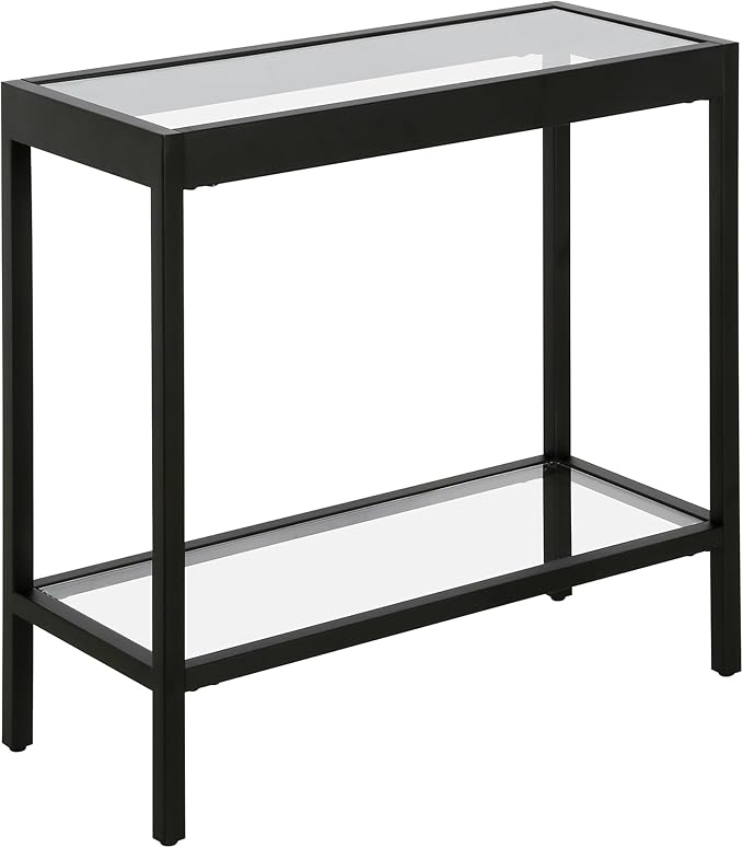 Henn&Hart 24" Wide Rectangular Rectangular Side Table in Blackened Bronze, Table for Living Room, Bedroom