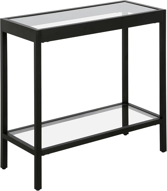 Henn&Hart 24" Wide Rectangular Rectangular Side Table in Blackened Bronze, Table for Living Room, Bedroom