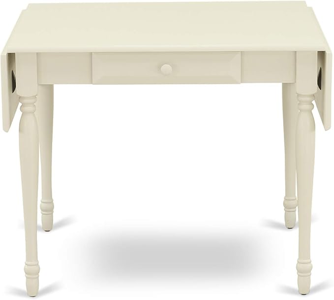 East West Furniture MZKE3-LWH-W 3 Piece Kitchen Table & Chairs Set Contains a Rectangle Dining Table with Dropleaf and 2 Dining Room Chairs, 36x54 Inch, Linen White