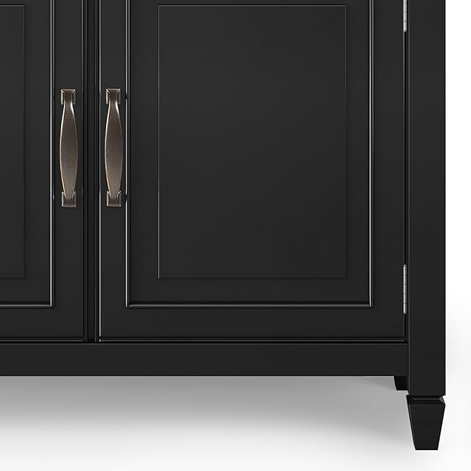 SIMPLIHOME Connaught SOLID WOOD 40 inch Wide Traditional Entryway Storage Cabinet in Black for the Living Room, Entryway and Family Room