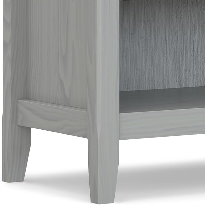 SIMPLIHOME Amherst SOLID WOOD 24 Inch Wide Traditional Bedside Nightstand Table in Fog Grey, For the Living Room and Bedroom