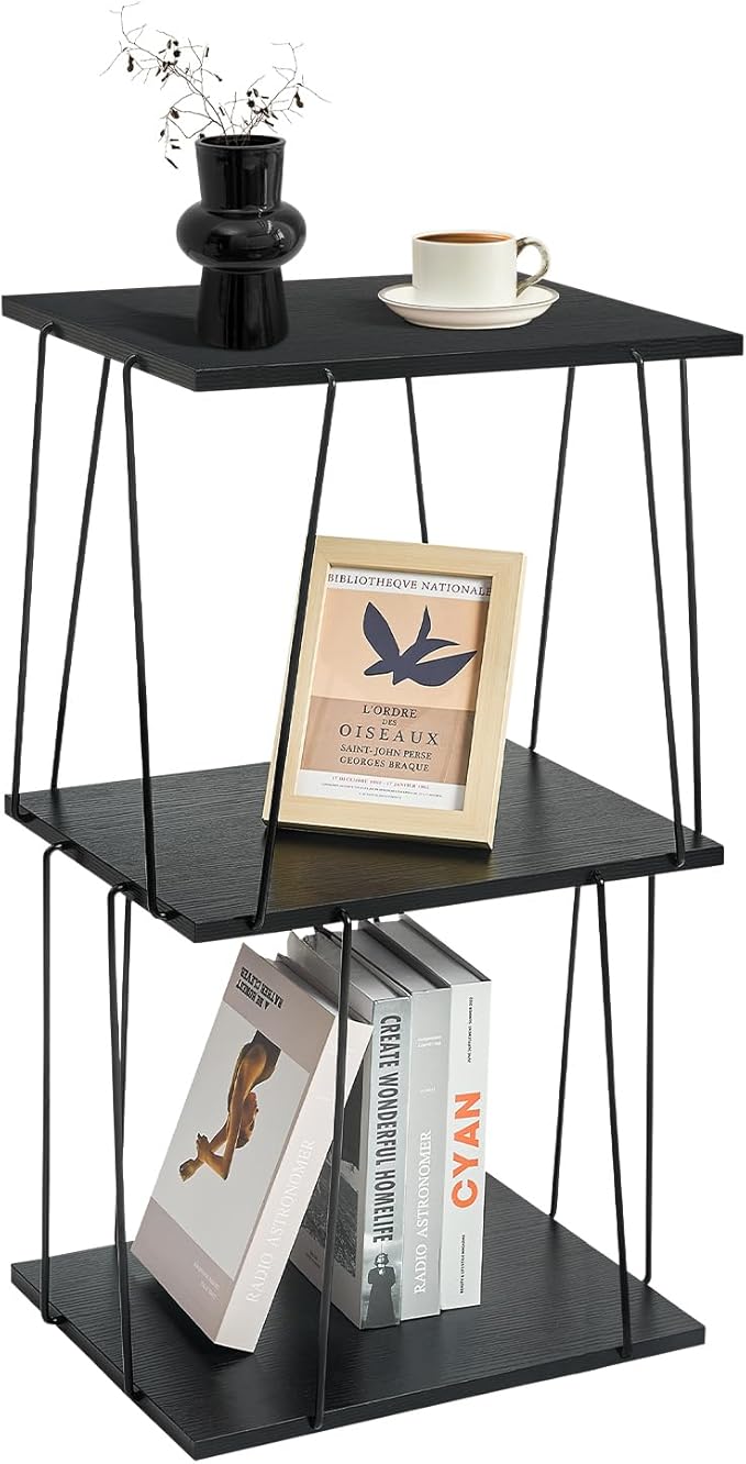 Tall Side Table, Small End Table, 29 inch High Accent Table, Bedside Table for Living Room, Bedroom and Office, Ebony Black