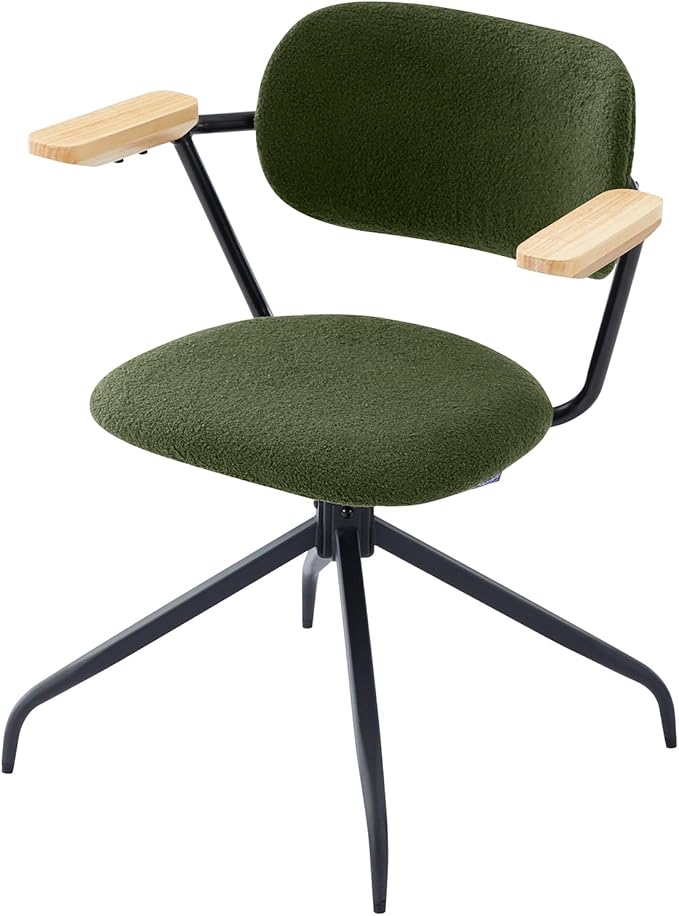 Modern Swivel Dining Chairs Set of 2 with Arms,Upholstered Comfortable Dining Room Chairs, Wooden Armrests & Sturdy Metal Frame, Stylish Kitchen & Dining Table Chairs for Modern Décor