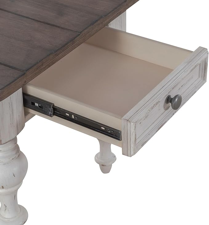 Liberty Furniture River Place Living Room End Table - Riverstone White & Tobacco