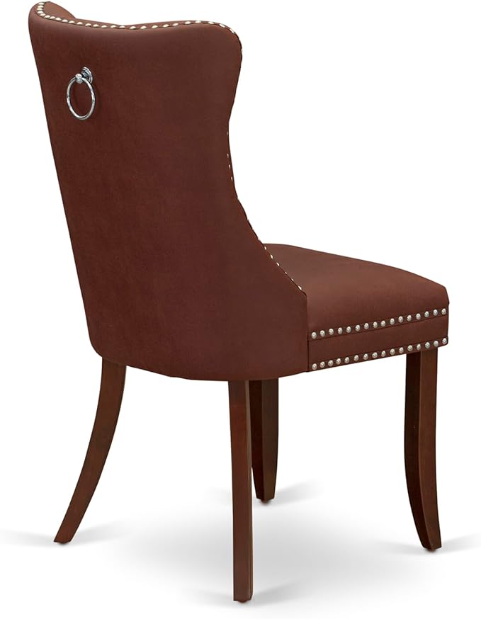 East West Furniture DODA5-MAH-26 5 Piece Dinette Set Consists of a Rectangle Dining Table with Butterfly Leaf and 4 Polyester Fabric Parson Chairs, 42x78 Inch, Mahogany