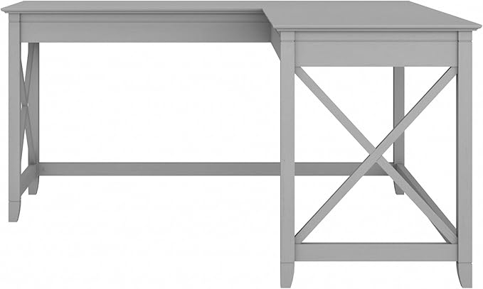 Bush Furniture Key West 60W Modern Farmhouse L Shaped Desk in Cape Cod Gray | 60-Inch Corner Table for Home Office