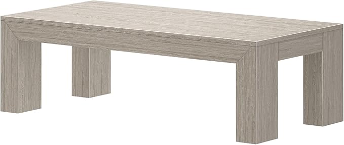 Plank+Beam Modern Rectangular Coffee Table, 48", Medium Sized Coffee Table, Center Tables for Small Spaces, Living Space Medium Tea Table, Seashell Wirebrush