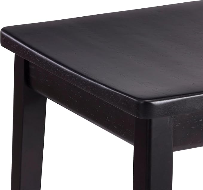 Plank+Beam Smythe Bar Stool, 30", Set of 4, Sturdy Wood Modern Kitchen Bar Height Stool, Saddle Seat Backless Bar Chair, Metal Footrest, Black