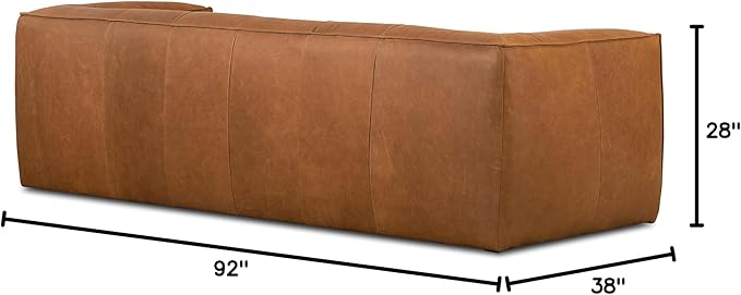 POLY & BARK Capa Sofa in Full-Grain Pure-Aniline Italian Tanned Leather in Saddle Tan