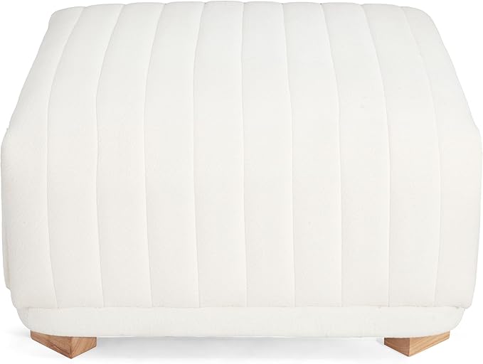 Christopher Knight Home Reyno Upholstered Ottoman with Storage for Living Room, Chenille Fabric Storage Ottoman Foot Rest with Side Drawers, Modern Square Coffee Table with Wooden Frame, Light Beige