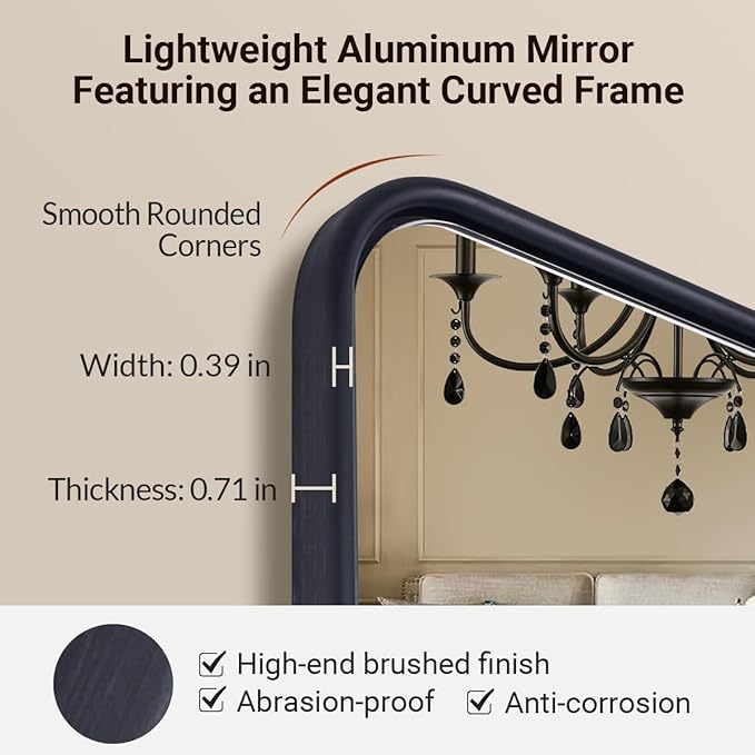 ANDY STAR Pivot Bathroom Mirror, 24 x 36 Inch Black Tilting Mirror for Bathroom with Rounded Corner Tube Metal Frame Design, Black Vanity Rectangle Mirror for Wall, Hangs Vertically Farmhouse Style