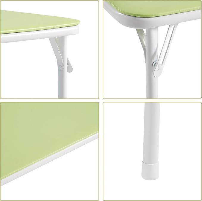 VECELO Kids Folding Activity Table and Chair Set, with Ultra Soft Padded Cushion, 5 Piece, Sage Green