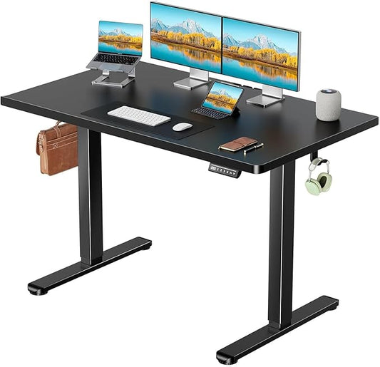 Marsail Electric Standing Desk with One-Piece Desktop,48 x 24 Height Adjustable Office Gaming Computer Desk with Deeper Tabletop,Home Office Stand up Desk with 4 Memory Presets, Table for Bedroom