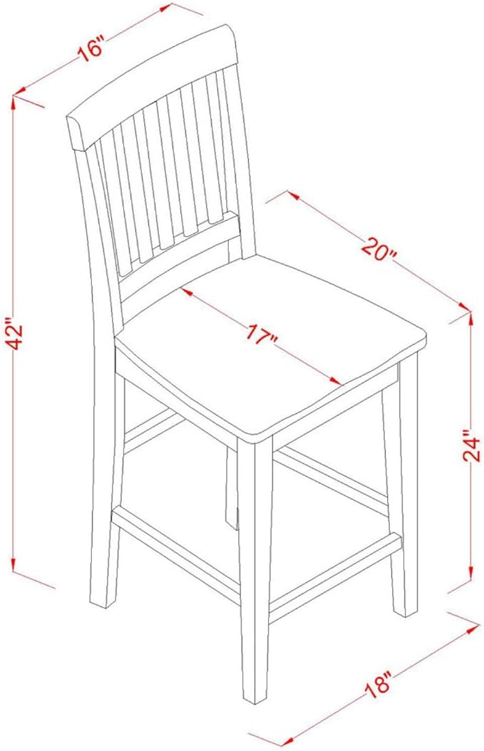 East West Furniture YAVN3-WHI-W 3 Piece Kitchen Counter Set for Small Spaces Contains a Rectangle Dining Table and 2 Dining Room Chairs, 30x48 Inch, Buttermilk & Cherry