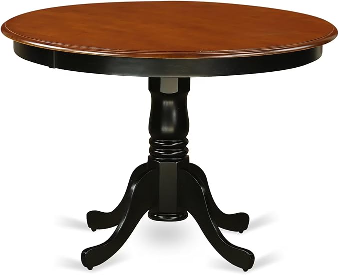 East West Furniture HLAV5-BCH-W 5 Piece Modern Dining Table Set Includes a Round Wooden Table with Pedestal and 4 Kitchen Dining Chairs, 42x42 Inch, Black & Cherry