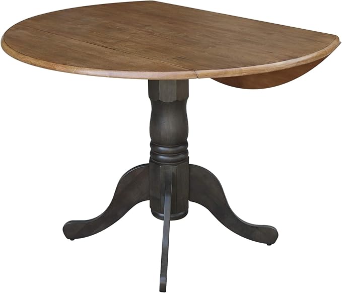 International Concepts 42 Inch Dual Drop Leaf Dining Height Table, Hickory/Washed Coal.