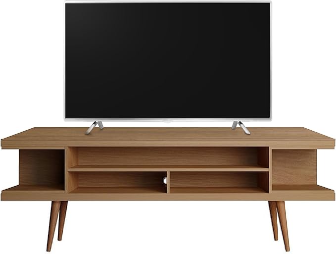 Manhattan Comfort Utopia 70.47" Freestanding Entertainment Center for Living Room, Mid Century Modern TV Stand with Shelves, Storage and Media Holes, Fits 65" Screens, 70.47 Inches, Maple