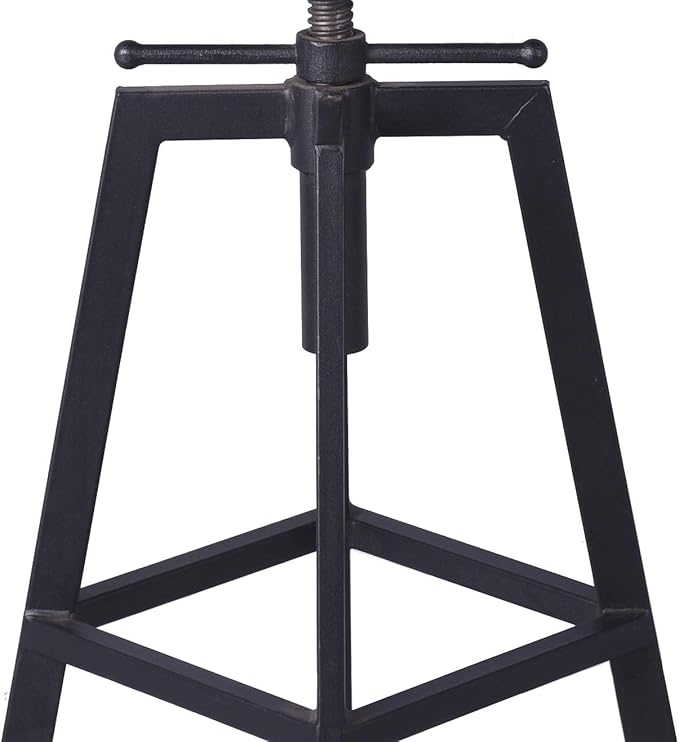 Diwhy Industrial Bar Stool Wood Metal Bar Stool,Adjustable Height Swivel Counter Height Bar Chair with Backrest,Black,Fully Welded Set of 2 (Brown Wooden Top with Wooden Backrest)