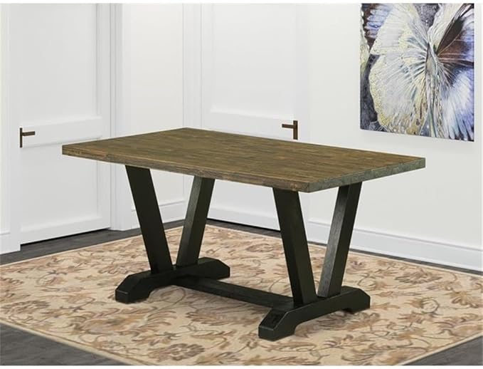 East West Furniture VT676 V-Style Modern Dining Table - a Rectangle Kitchen Table Top with Stylish Legs, 36x60 Inch, Multi-Color