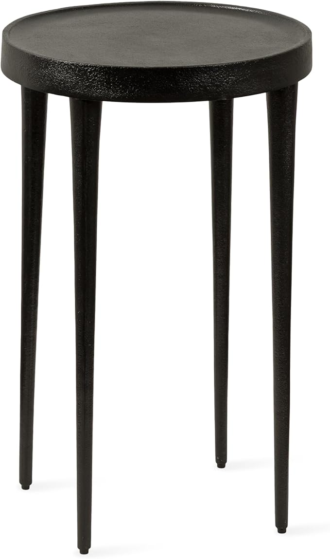 Kate and Laurel Rava Modern Metal Round Side Table, 14 x 14 x 22, Black, Cast Aluminum Accent Table for Use as Indoor Plant Stand or Living Room Decor Piece