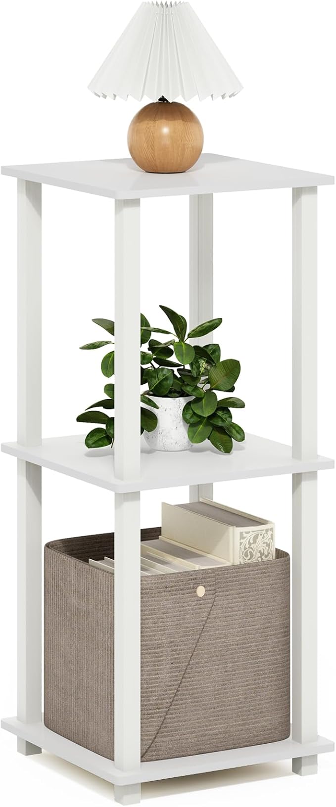 Furinno Simplistic End Table, Set of Two, White/White