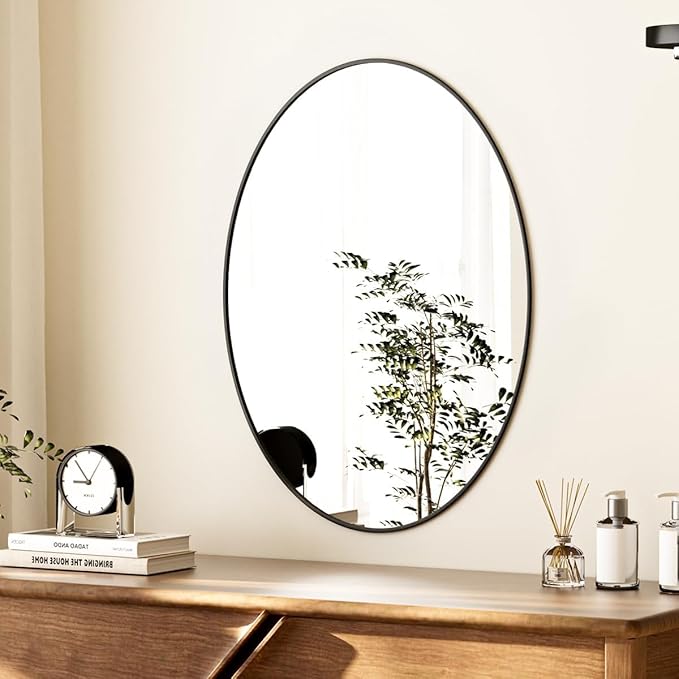 Koonmi Black Oval Bathroom Mirror, 30"x48" Bathroom Vanity Mirror, Oval Mirror for Bedroom Living Room Entryway, Hangs Horizontal or Vertical