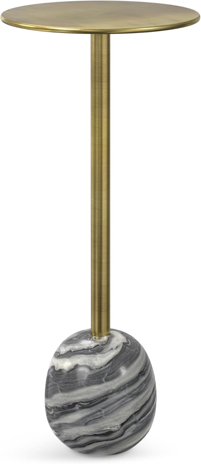SIMPLIHOME Melene Modern Contemporary 12 inch Wide Metal Side Table in Gold/Grey for The Living Room and Bedroom
