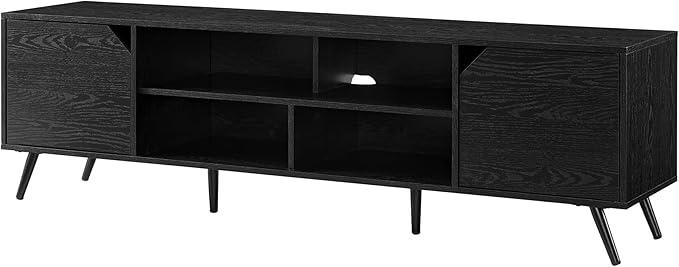 Walker Edison Nora Modern Minimal Open-Shelf TV Stand for TVs up to 80 Inches, 70 Inch, Black