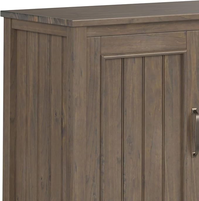 SIMPLIHOME Lev SOLID WOOD 53 Inch Wide Contemporary TV Media Stand in Smoky Brown for TVs up to 60 Inches, For the Living Room and Entertainment Center