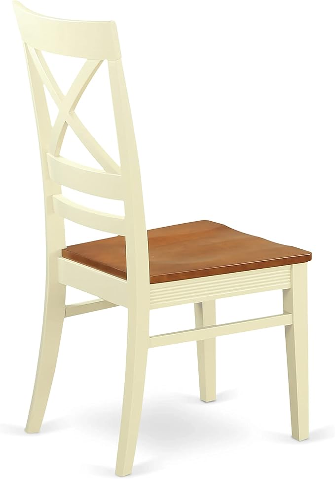 East West Furniture DOQU9-WHI-W 9 Piece Dining Set Includes a Rectangle Dining Room Table with Butterfly Leaf and 8 Kitchen Chairs, 42x78 Inch, Buttermilk & Cherry