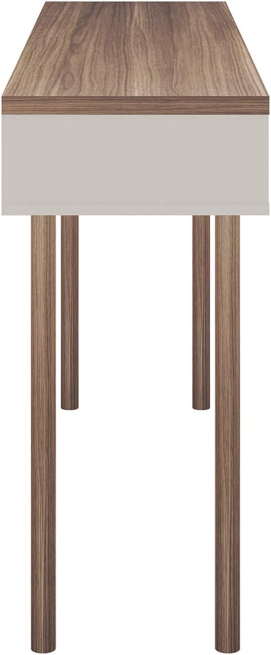 Manhattan Comfort Windsor Modern 2 Shelves Entryway Accent Console Table, 47.24", Off White and Nature