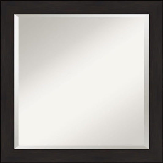 Amanti Art Brown Wall Mirror 24x24 Furniture Espresso Narrow Square Bathroom Mirror for Wall Decor Living Room, Medium Casual Frame, Hangs Horizonally and Vertically, Bathroom Decor, Beveled Edge