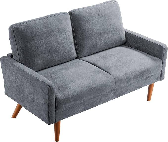 Kent Velvet Loveseat Sofa, European Style with Sleek Design, Modern & Vintage Flair, Upholstered 2 Seater Couch, Chic Living Room Furniture Seating for Home, Apartment or Office, Grey
