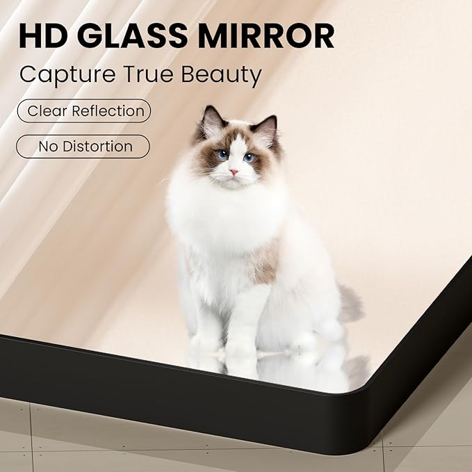 Black Bathroom Mirror 30X36 Inch, Black Metal Framed Mirror for Wall, Rounded Rectangle Matte Bathroom Vanity Mirror with Tempered Glass, Anti-Rust, Horizontal/Vertical