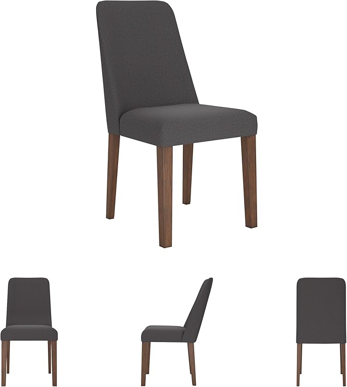 Signature Design by Ashley Lyncott Contemporary Dining Room Upholstered Side Chair with Foam Cushion, Set of 2, Dark Gray & Brown
