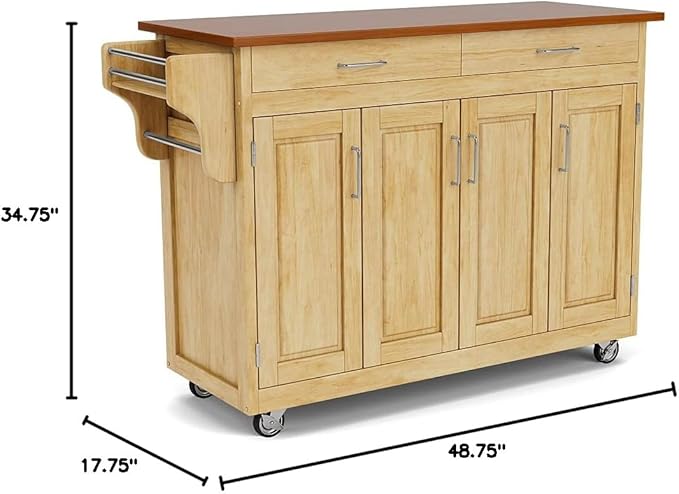 homestyles Create Kitchen Cart, Oak, Natural