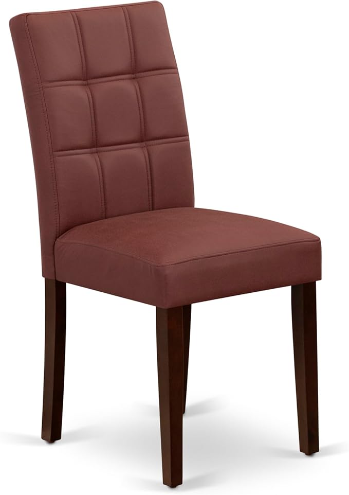 East West Furniture DOAS7-MAH-26 7 Piece Dining Table Set Contain A Dining Room Table and 6 Burgundy Polyester Fabric Upholstered Chairs, Mahogany