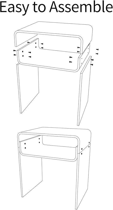 Clear Acrylic End Table 2-Tier Bedside nightstand for Living Room Bedroom Home Decor (Orange)