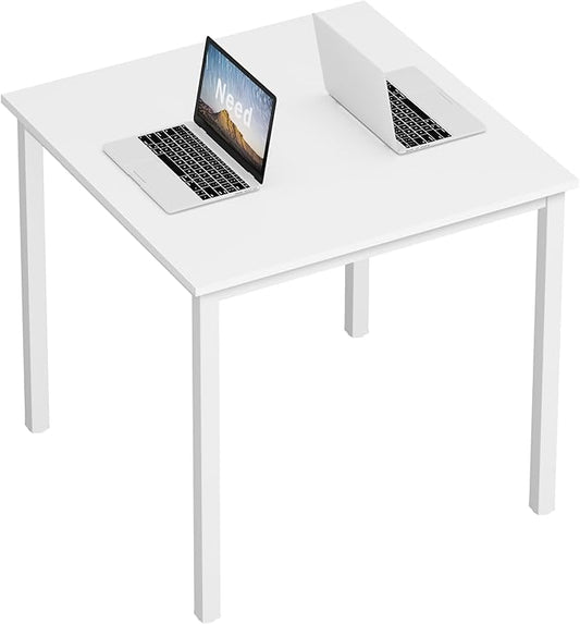 Need Small Square Dining Table- 31-1/2'' Sturdy and Heavy Duty Writing Desk for Small Spaces and Writing Table Desk Breakroom Table, White Color
