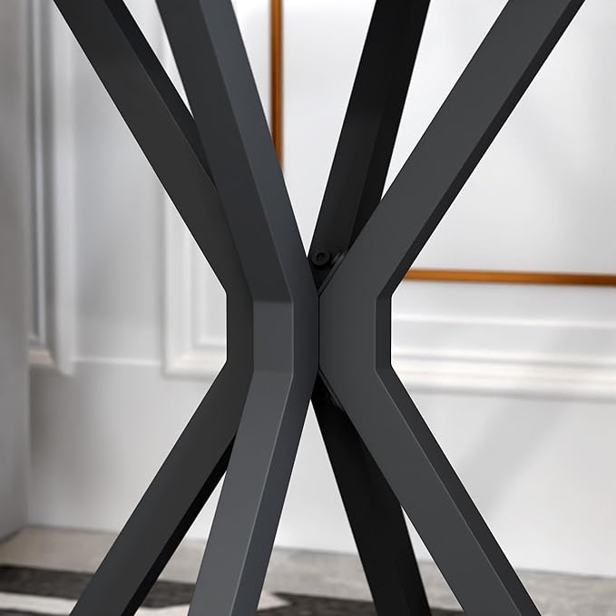 Round Side Table Set of 2, Modern Stylish End Tables with Faux Marble Top and Black Metal Legs,Durable Sofa Side Tables for Living Room Bedroom