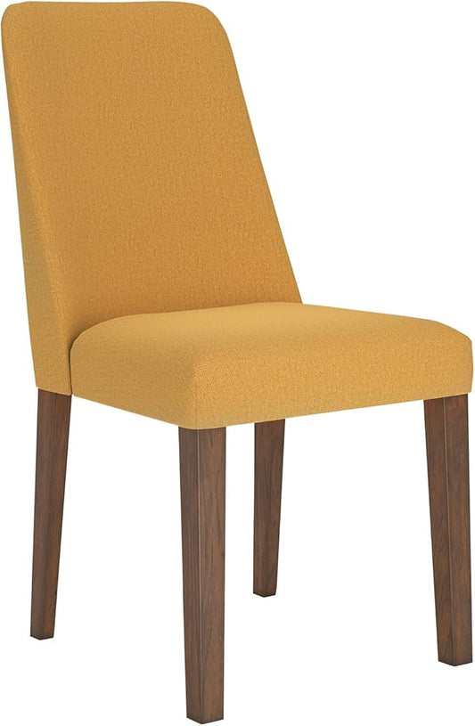 Signature Design by Ashley Lyncott Contemporary Dining Room Upholstered Side Chair with Foam Cushion, 2 Count, Yellow & Brown