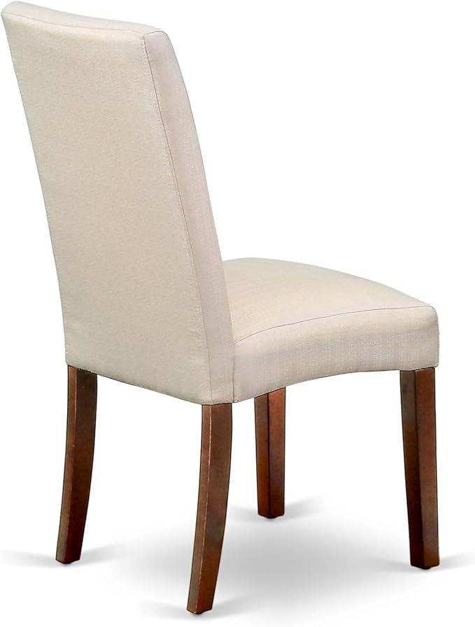 East West Furniture AMDR3-MAH-01 3 Piece Dinette Set for Small Spaces Contains a Round Kitchen Table with Pedestal and 2 Cream Linen Fabric Parson Dining Chairs, 36x36 Inch, Mahogany