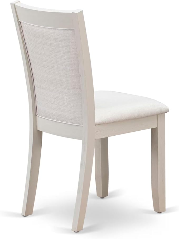 East West Furniture V077MZ001-7 7 Piece Kitchen Table Set Consist of a Rectangle Dining Table with V-Legs and 6 Cream Linen Fabric Parson Dining Room Chairs, 40x72 Inch, Multi-Color