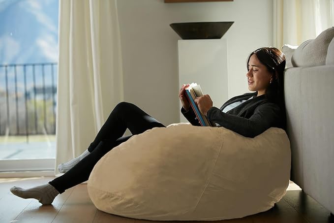 Sofa Sack Bean Bag Chair - Plush, Ultra Soft - Memory Foam Bean Bag Chair with Microsuede Cover - Stuffed Foam Filled Furniture and Accessories for Dorm Room 3 Feet - Camel