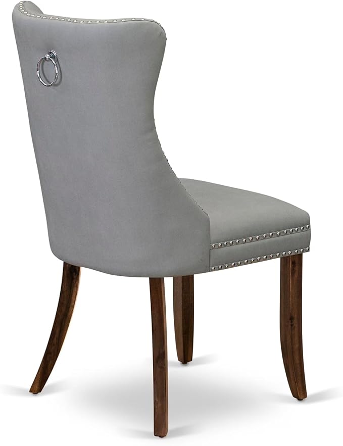 LEDA5-AWA-27-5 Pieces Modern Dining Set Includes a Rectangle Kitchen Table and 4 Light Gray Polyester Fabric Dining Chairs, Antique Walnut