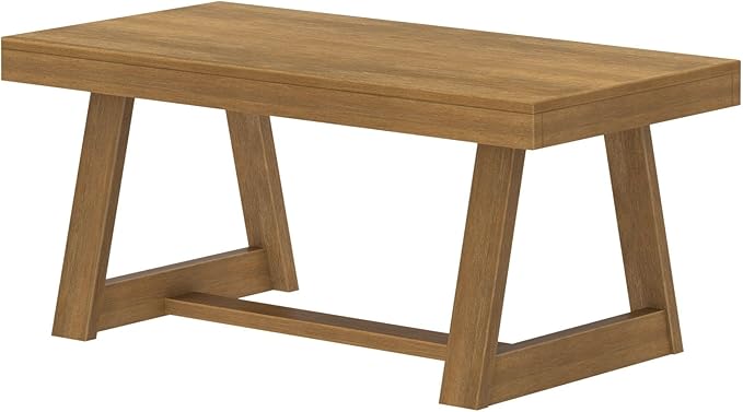 Plank+Beam Classic Rectangular Coffee Table, 40 Inch Farmhouse Coffee Table, Mini Center Tables for Small Spaces, Small Living Space Tea Table, Pecan Wirebrush