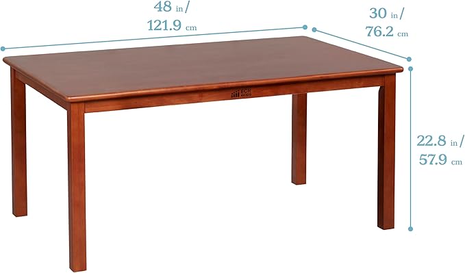 ECR4Kids 30in x 48in Rectangular Hardwood Table with 22in Legs, Kids Furniture, Dark Walnut
