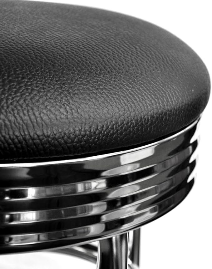 TRINITY Heavy Duty 30-Inch Backless Swivel Bar Stool for Kitchen, Garage, or Workshop, Chrome Finish with Faux Leather Seat, 2 Pack, Black
